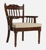 Throno Teak Wood Arm Chair In Beige Color