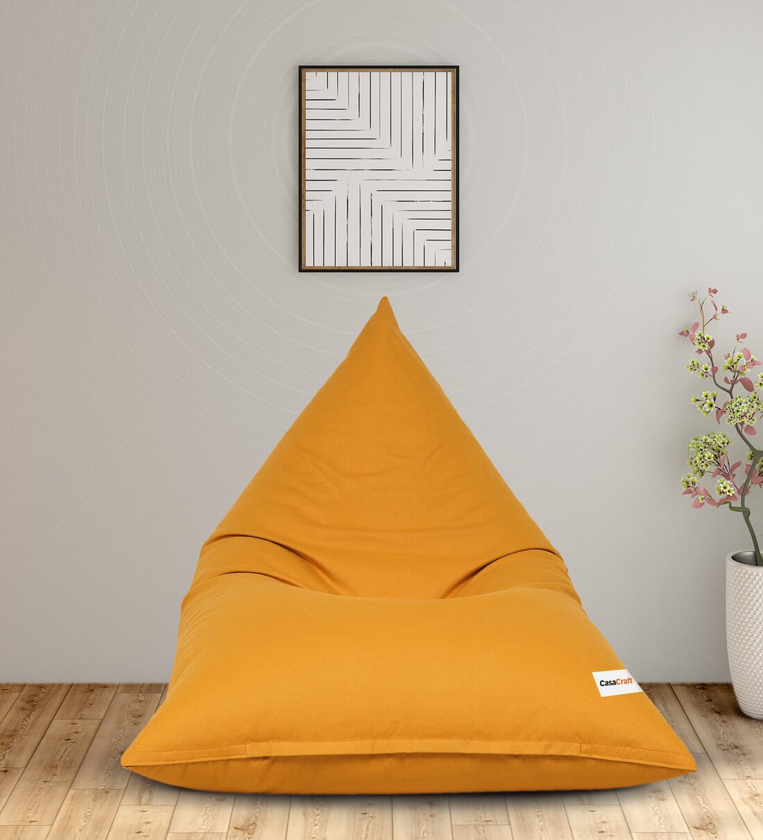 Buy Tierra XXXL Bean Bag With Beans In Mustard Colour Online Bean