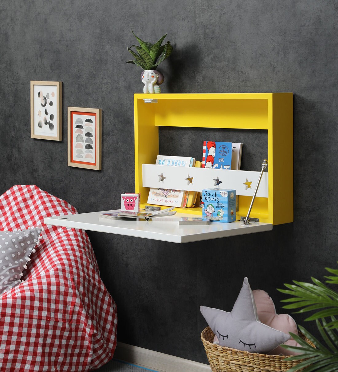 Buy Tinseltown Birch Wall Mounted Table in Yellow Colour by Lycka