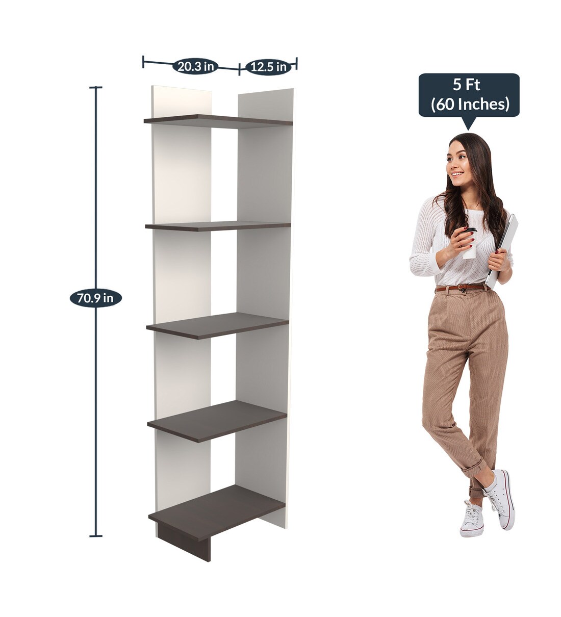 Buy Tisha Book Shelf in White Finish Online Contemporary Book Shelves