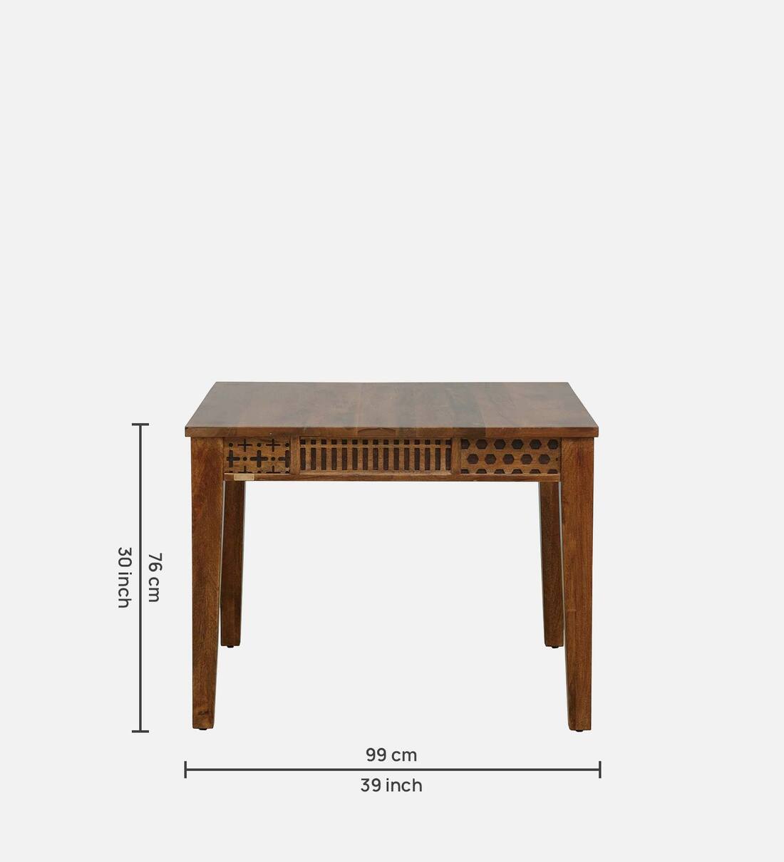 Buy Tishya Solid Wood 4 Seater Dining Table In Provincial Teak Finish