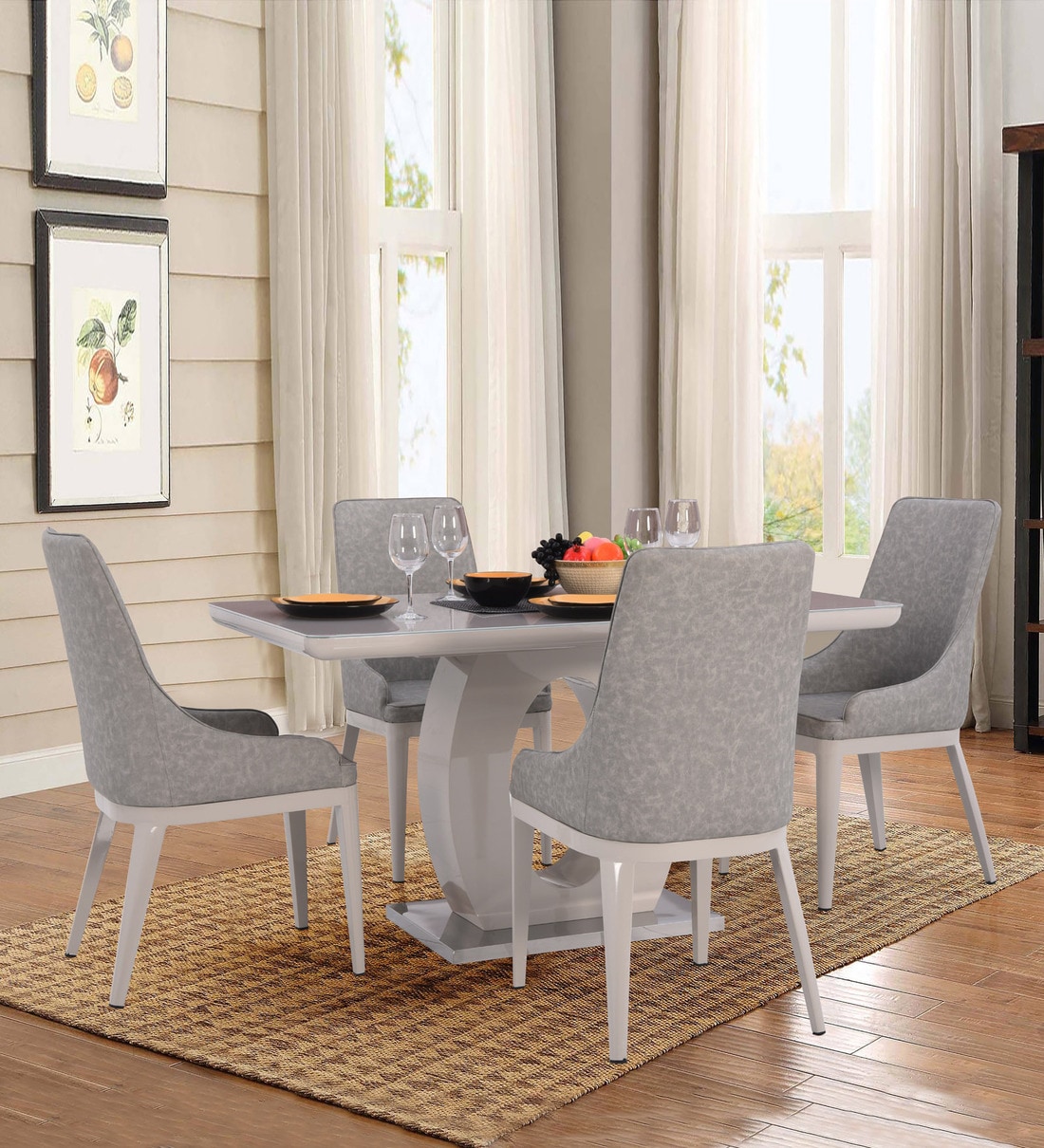 Pepperfry dining table 2024 4 seater glass top