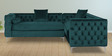 Tidafors Velvet Corner Sofa in Green Colour in C Shape