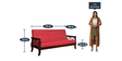 Tina 3 Seater Wooden Sofa In Red Colour