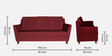Tivoli Fabric 3 Seater Sofa In Crimson Maroon Colour