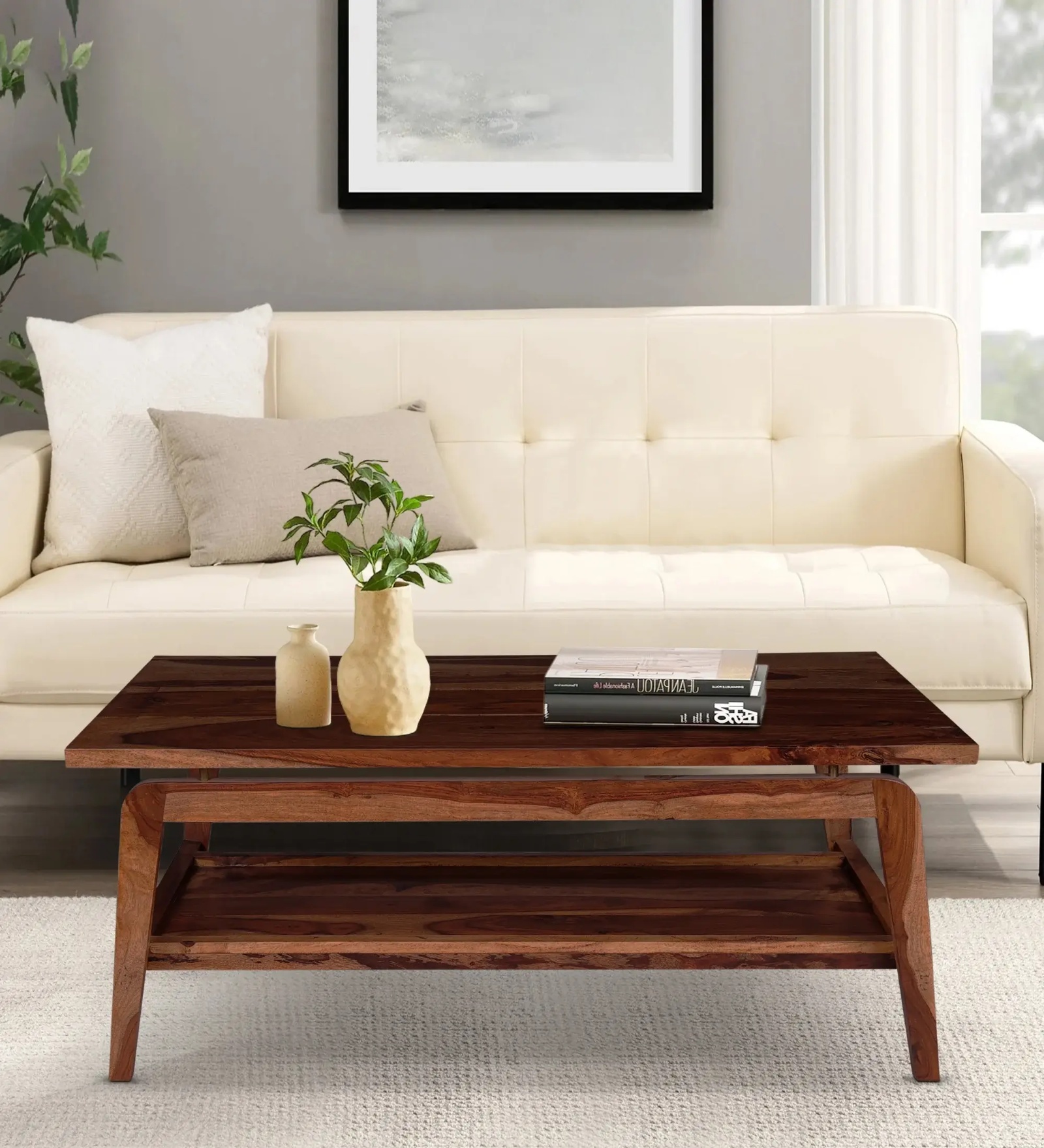 Tianor Sheesham Wood Coffee Table In Walnut Finish