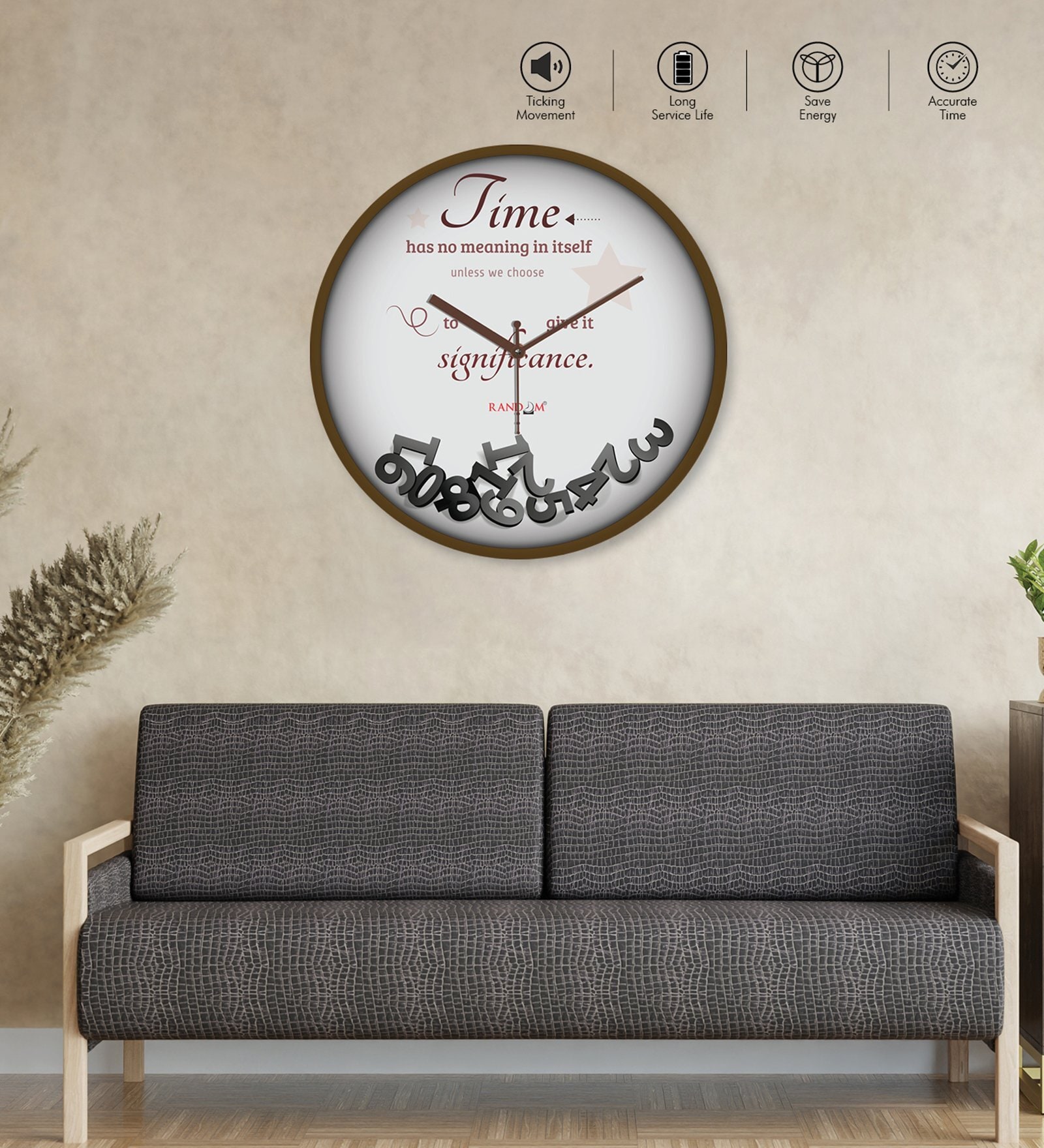 Tic Toc Brown & White Plastic Wall Clock