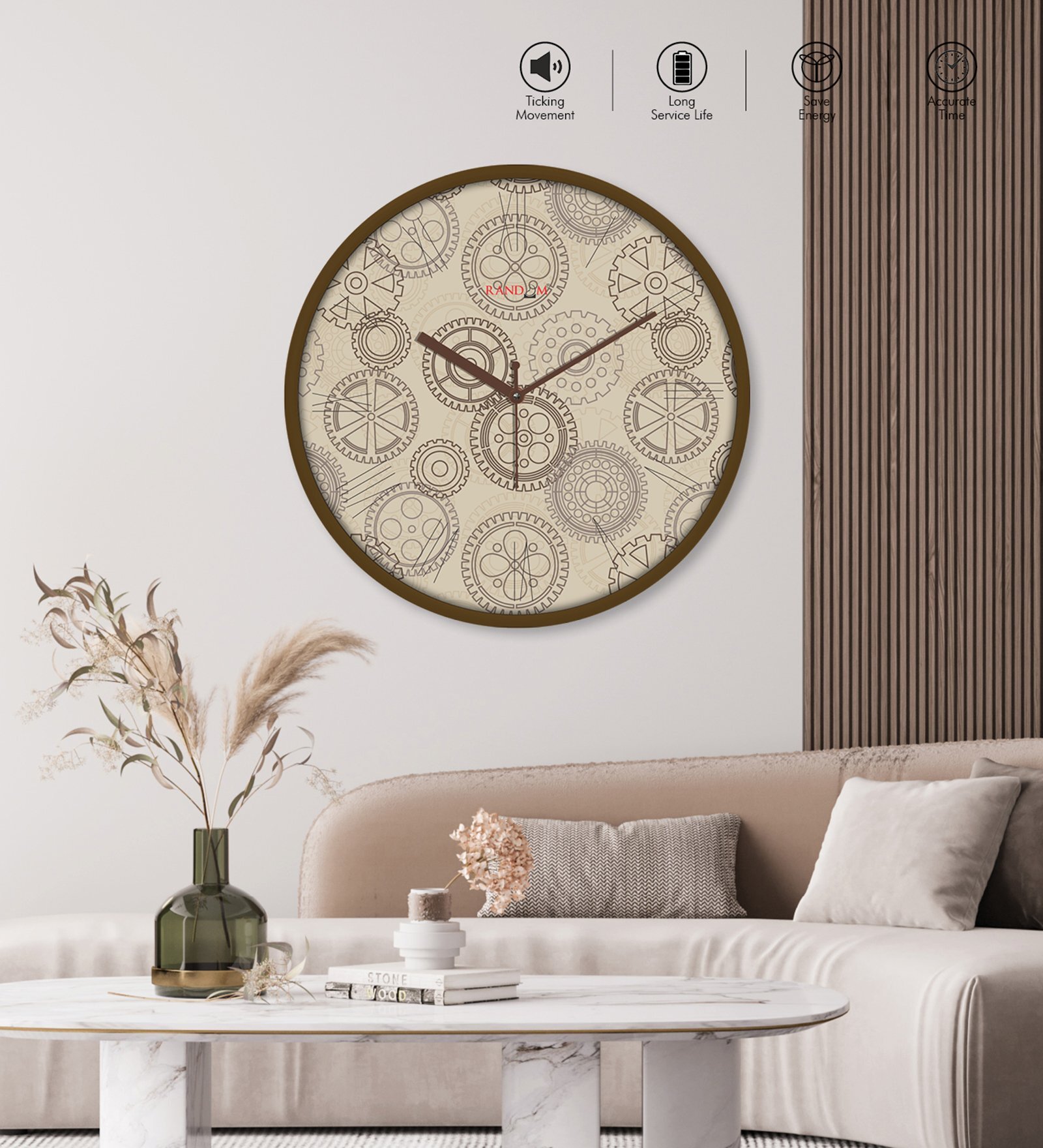 Tic Toc Brown Plastic Wall Clock