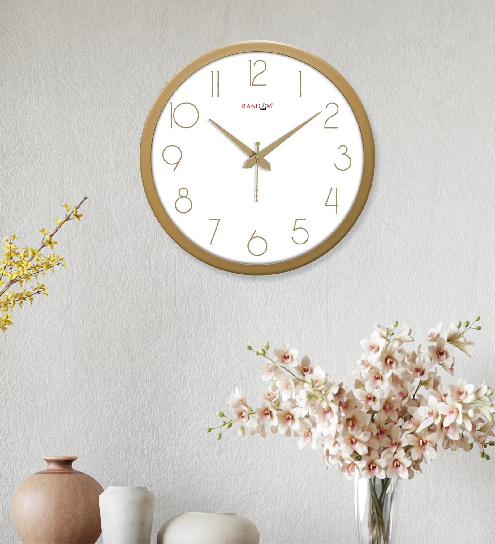 Tic Toc Gold & White Plastic Wall Clock