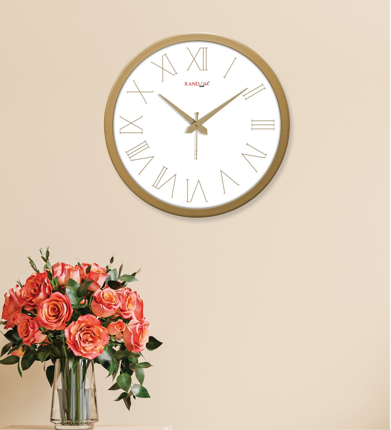 Tic Toc Gold & White Plastic Wall Clock