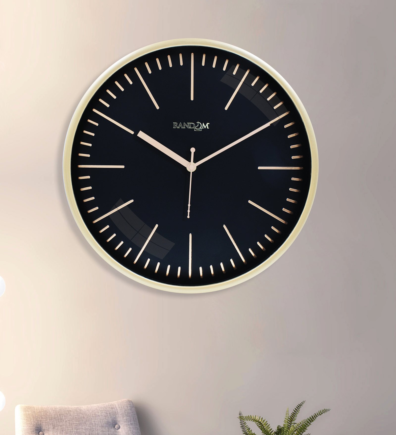 Tic Toc Black & Gold Plastic Wall Clock