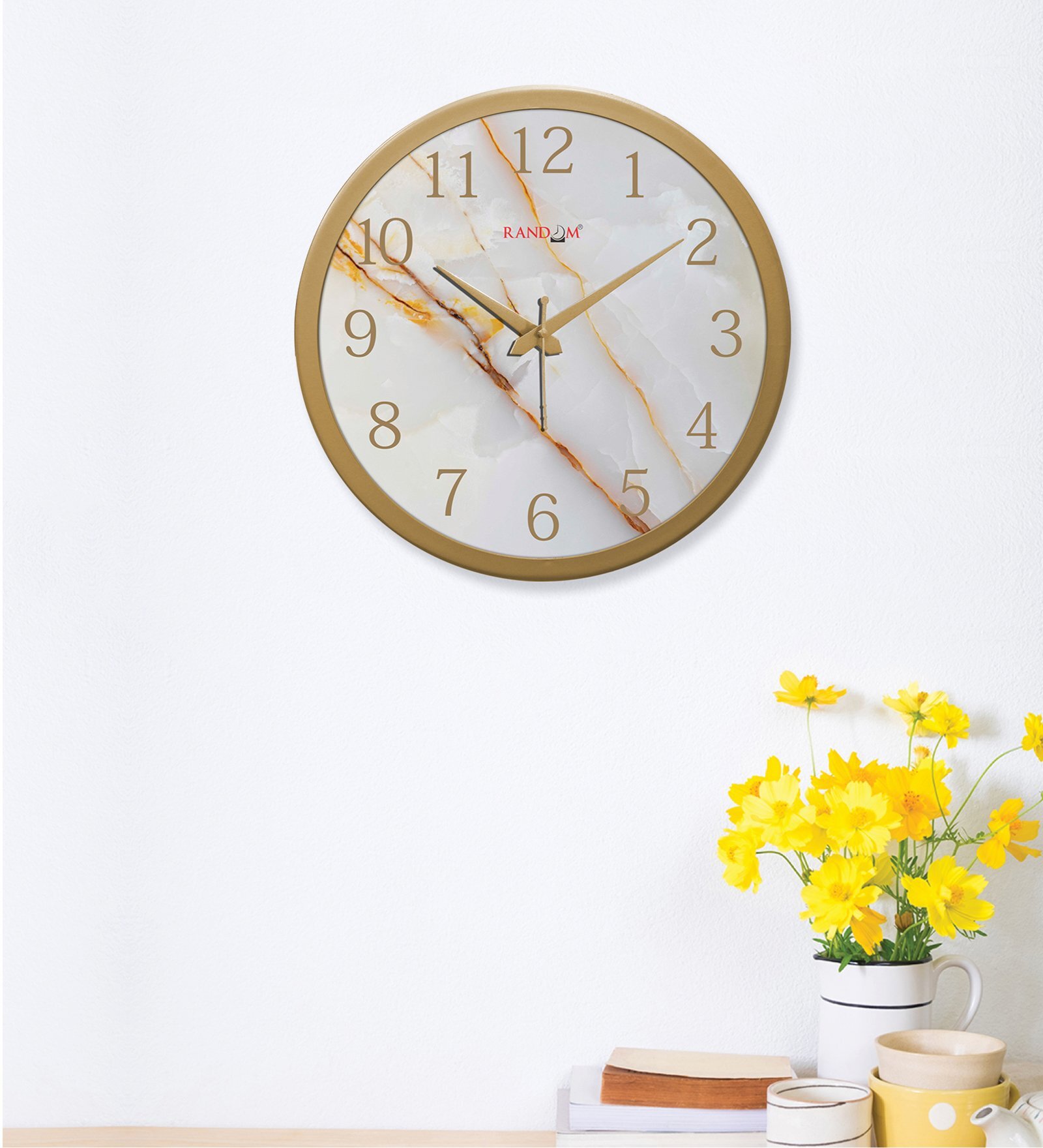 Tic Toc Gold & White Plastic Wall Clock