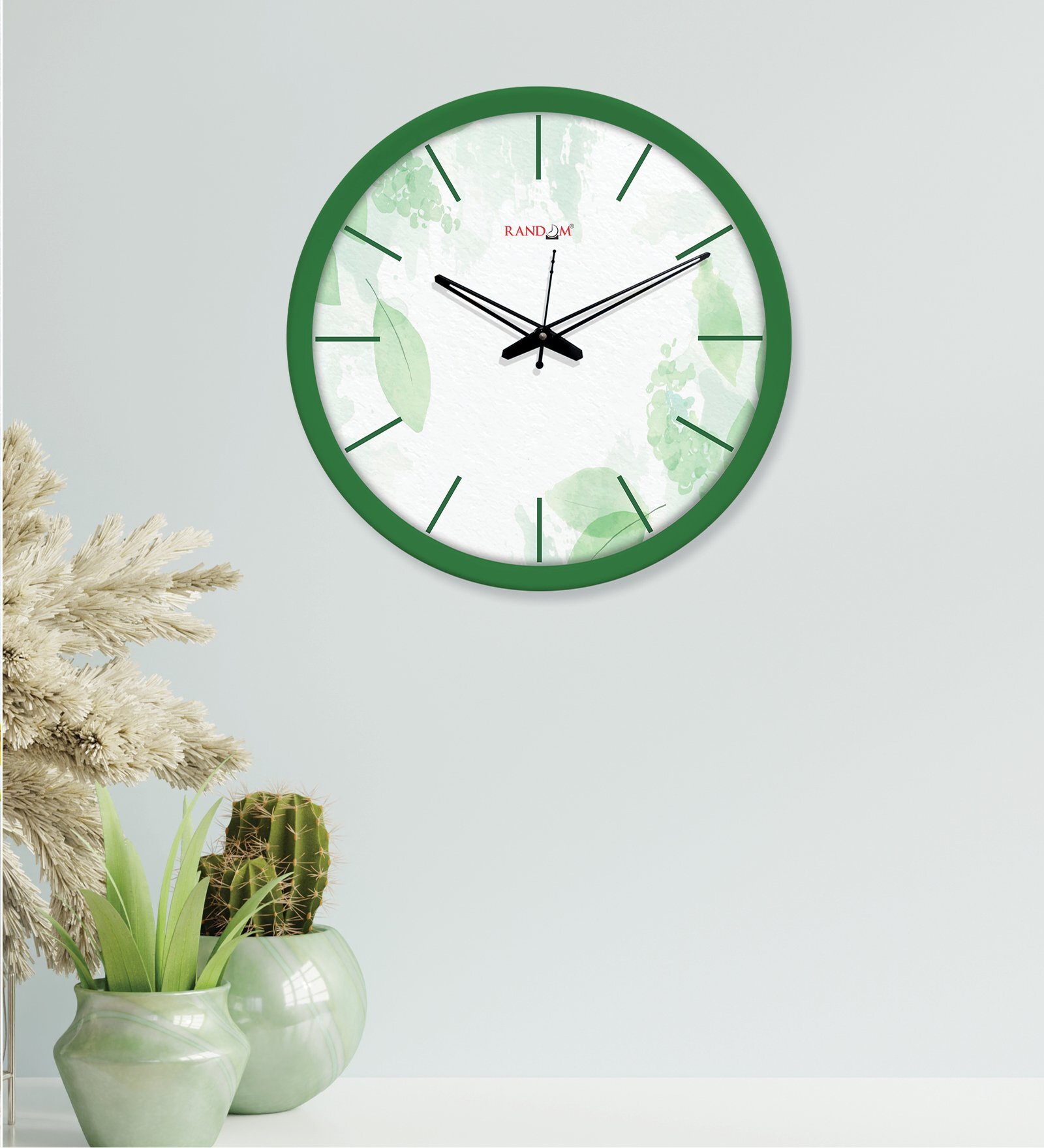 Tic Toc Green & White Plastic Wall Clock