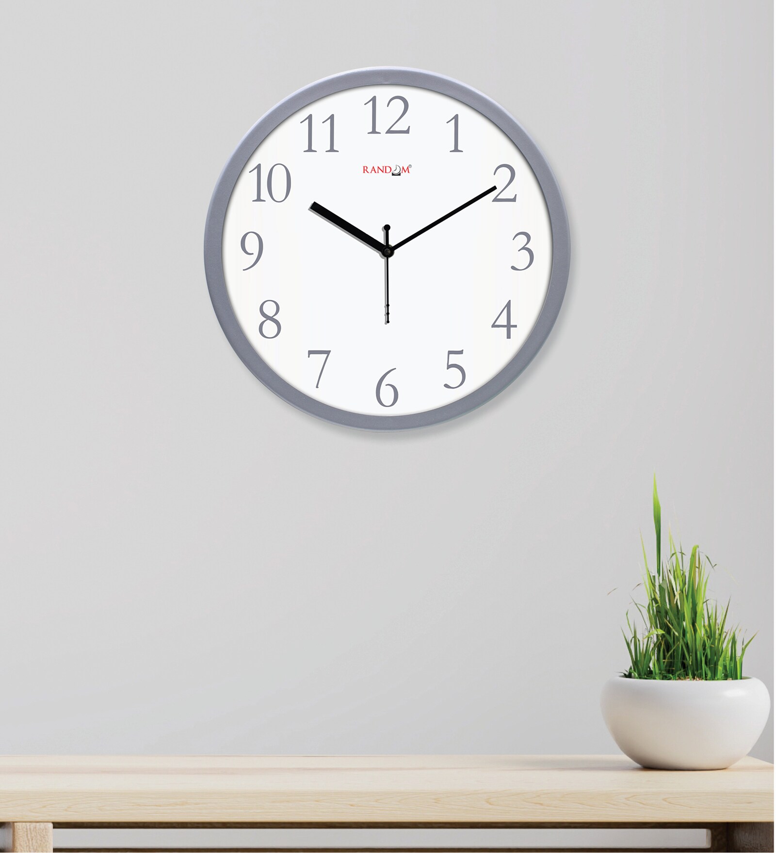 Tic Toc Grey & White Plastic Wall Clock