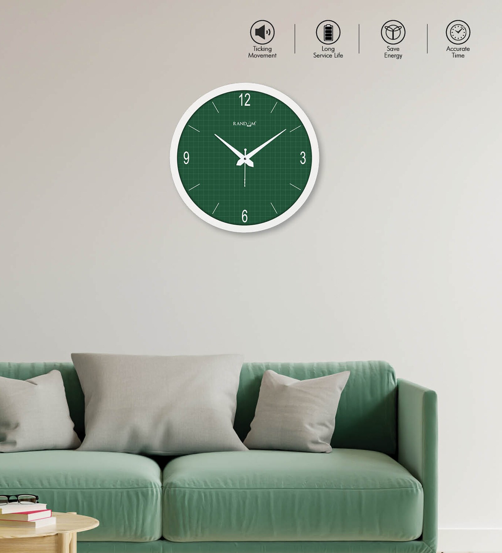Tic Toc Green Plastic Wall Clock