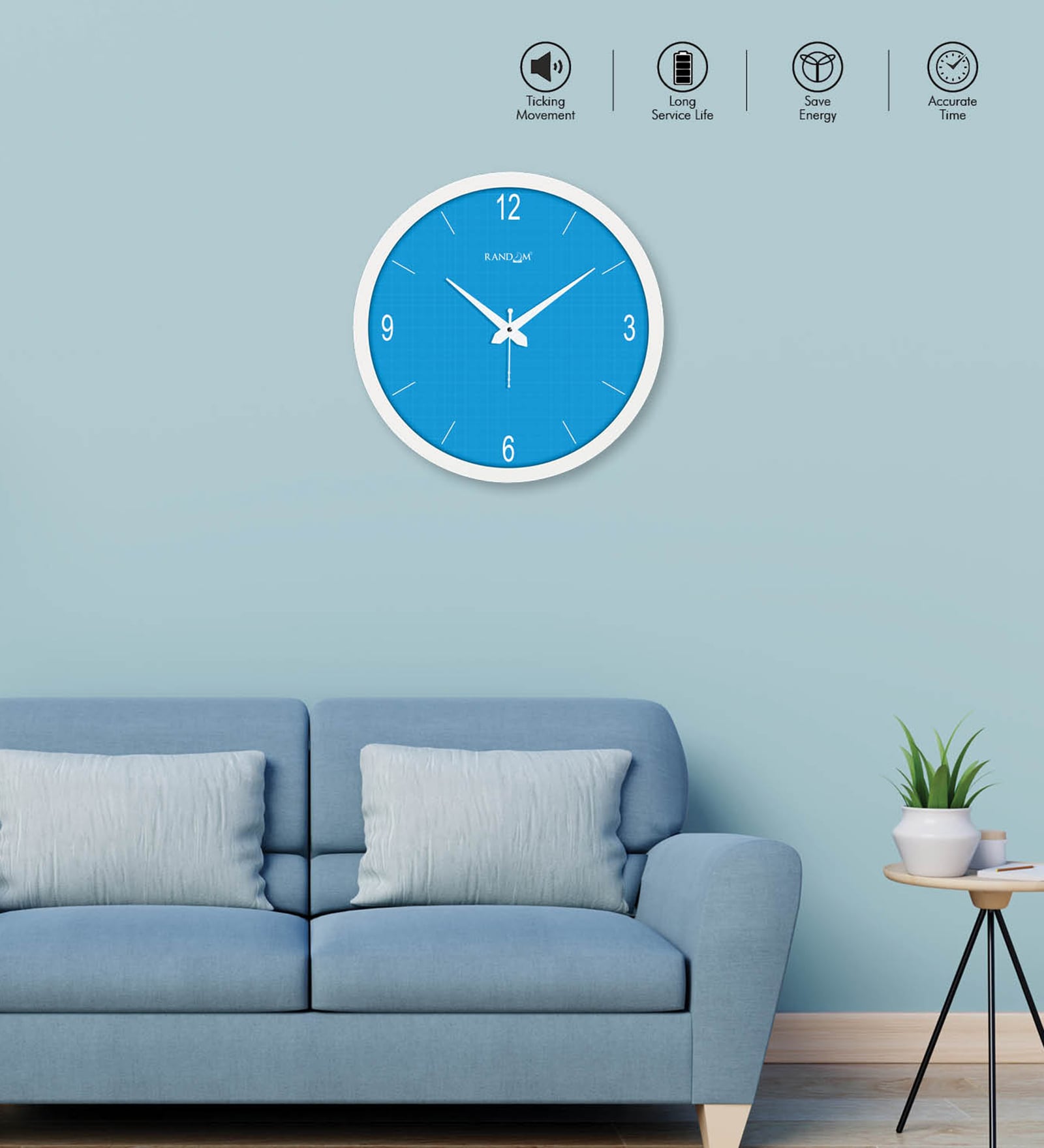 Tic Toc Blue Plastic Wall Clock