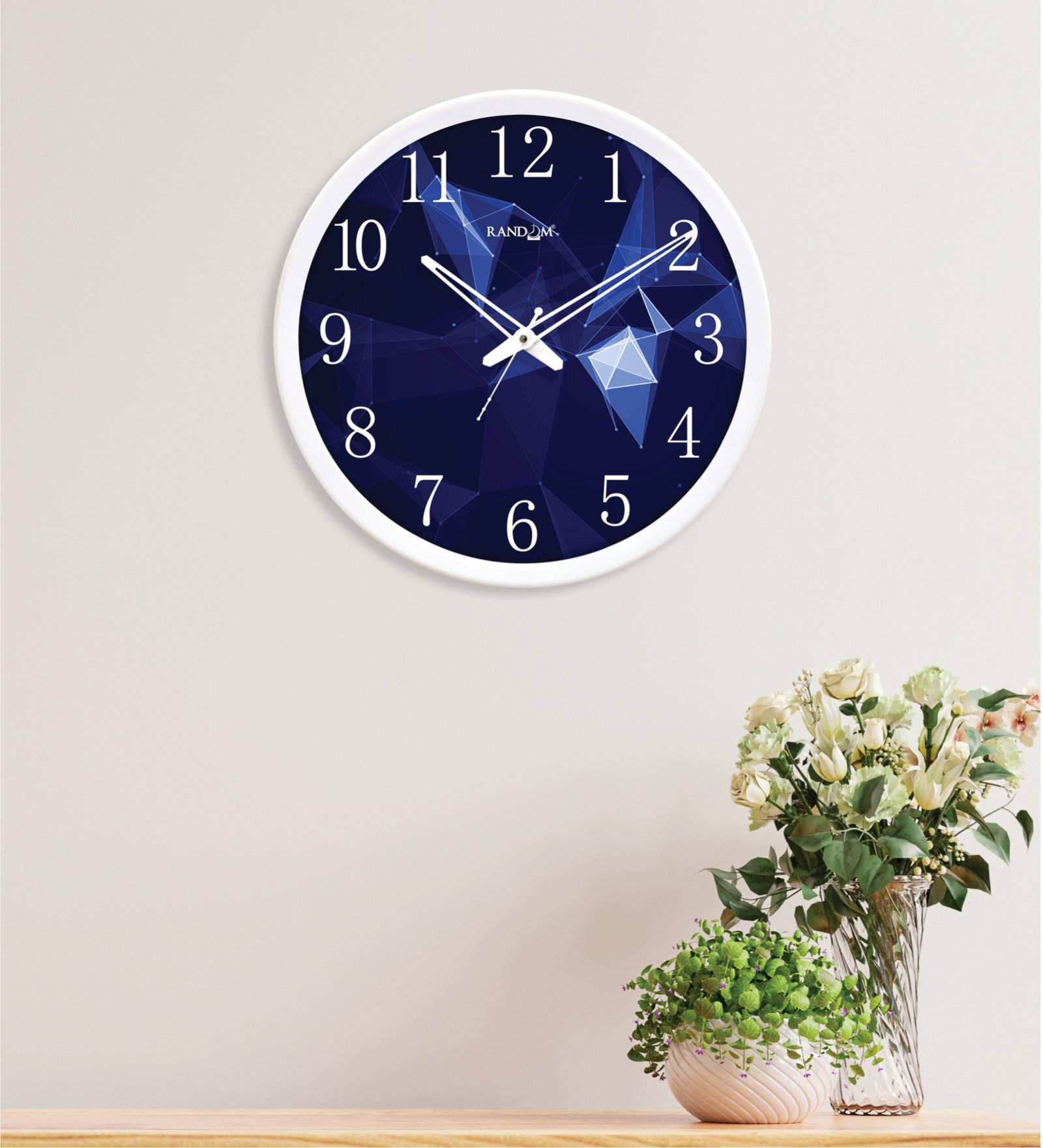 Tic Toc Blue & White Plastic Wall Clock