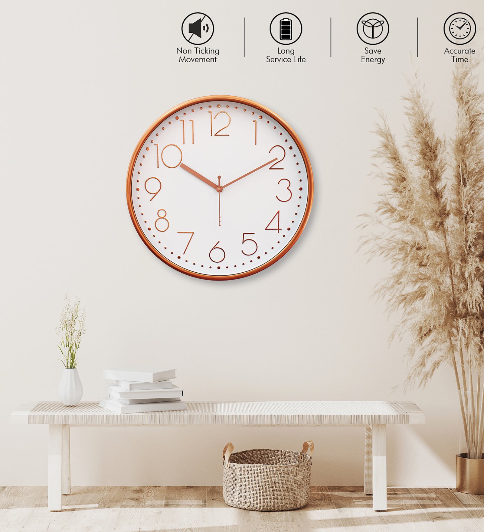 Tic Toc White Plastic Wall Clock