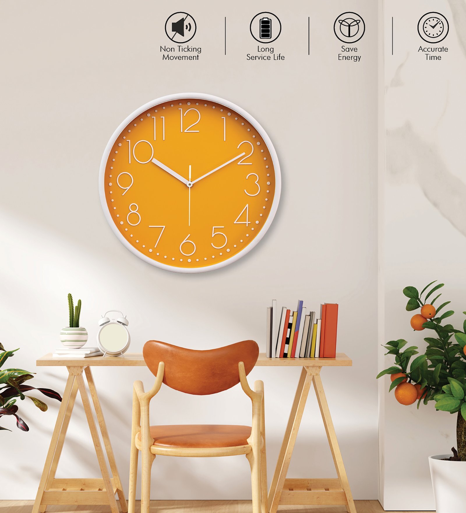 Tic Toc Yellow & White Plastic Wall Clock