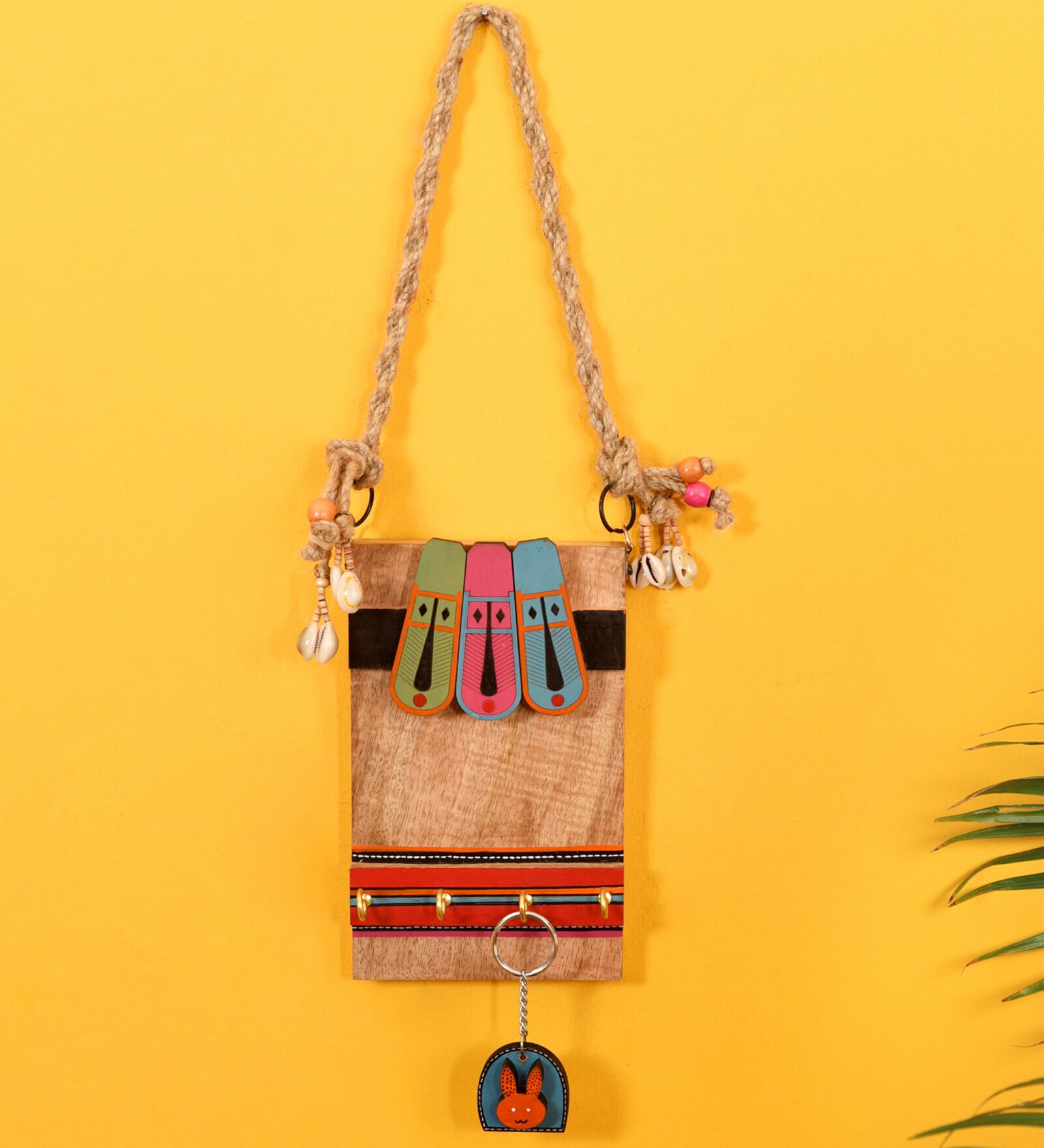 Tiki Face Wood Key Holder