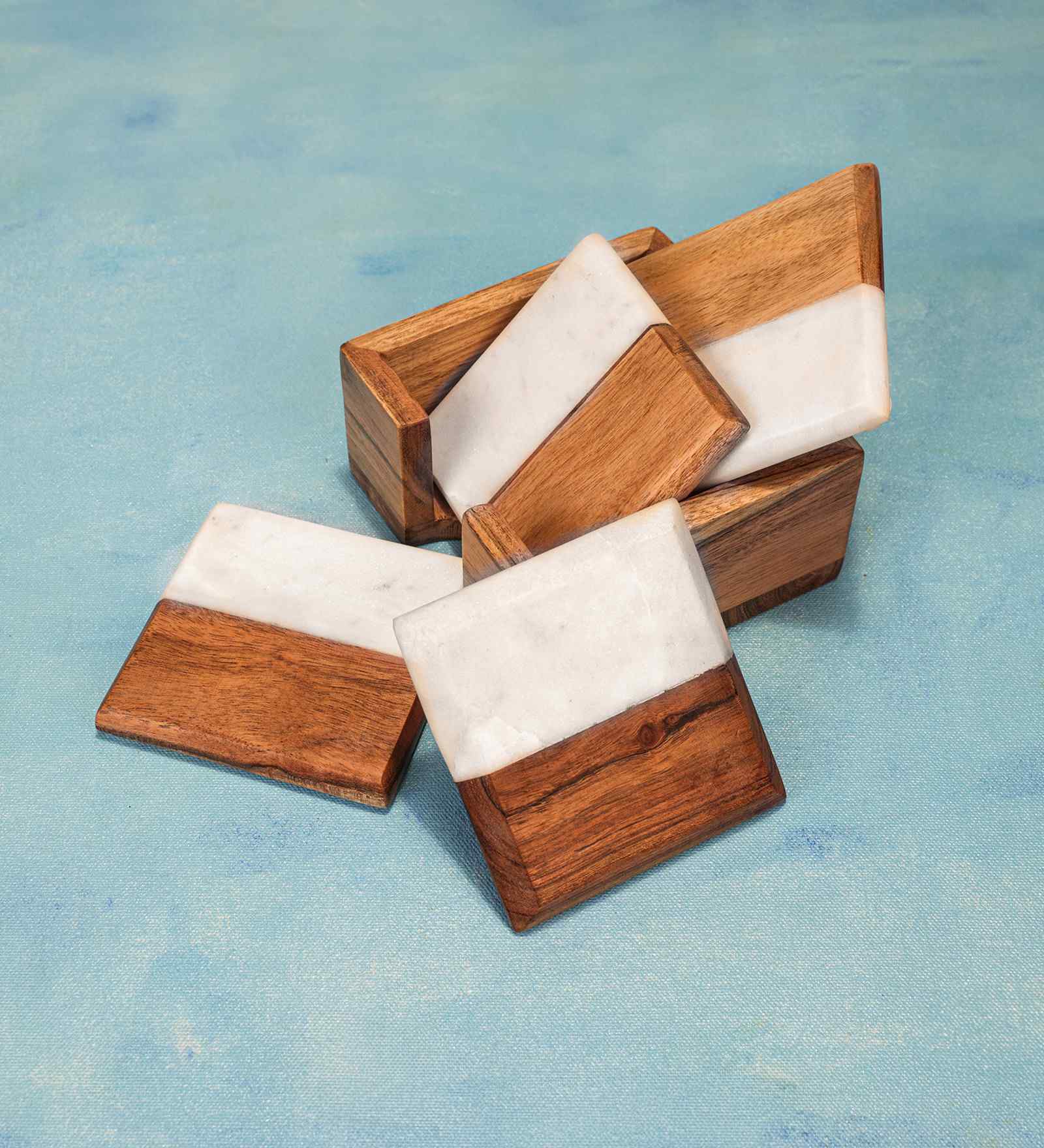 Timber & Stone Coasters with Holder (Set of  4)