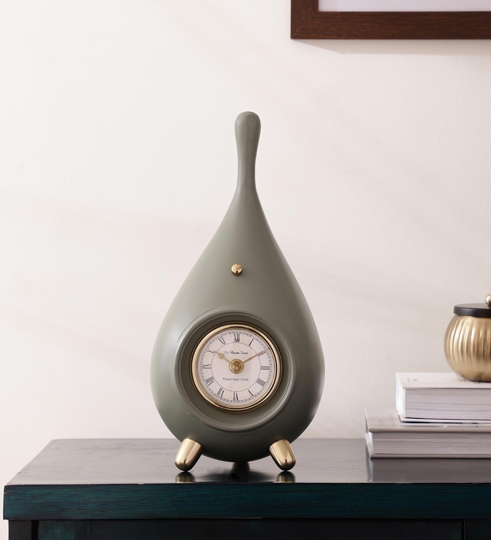 Time Drop In Green Gold Clock