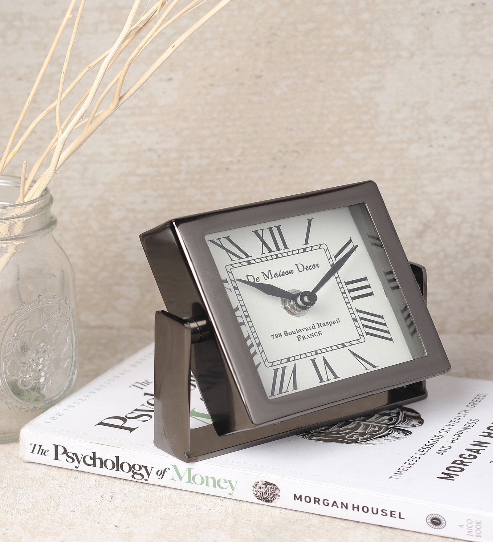 Time's Canvas ( Medium ) Black Iron Table Clock