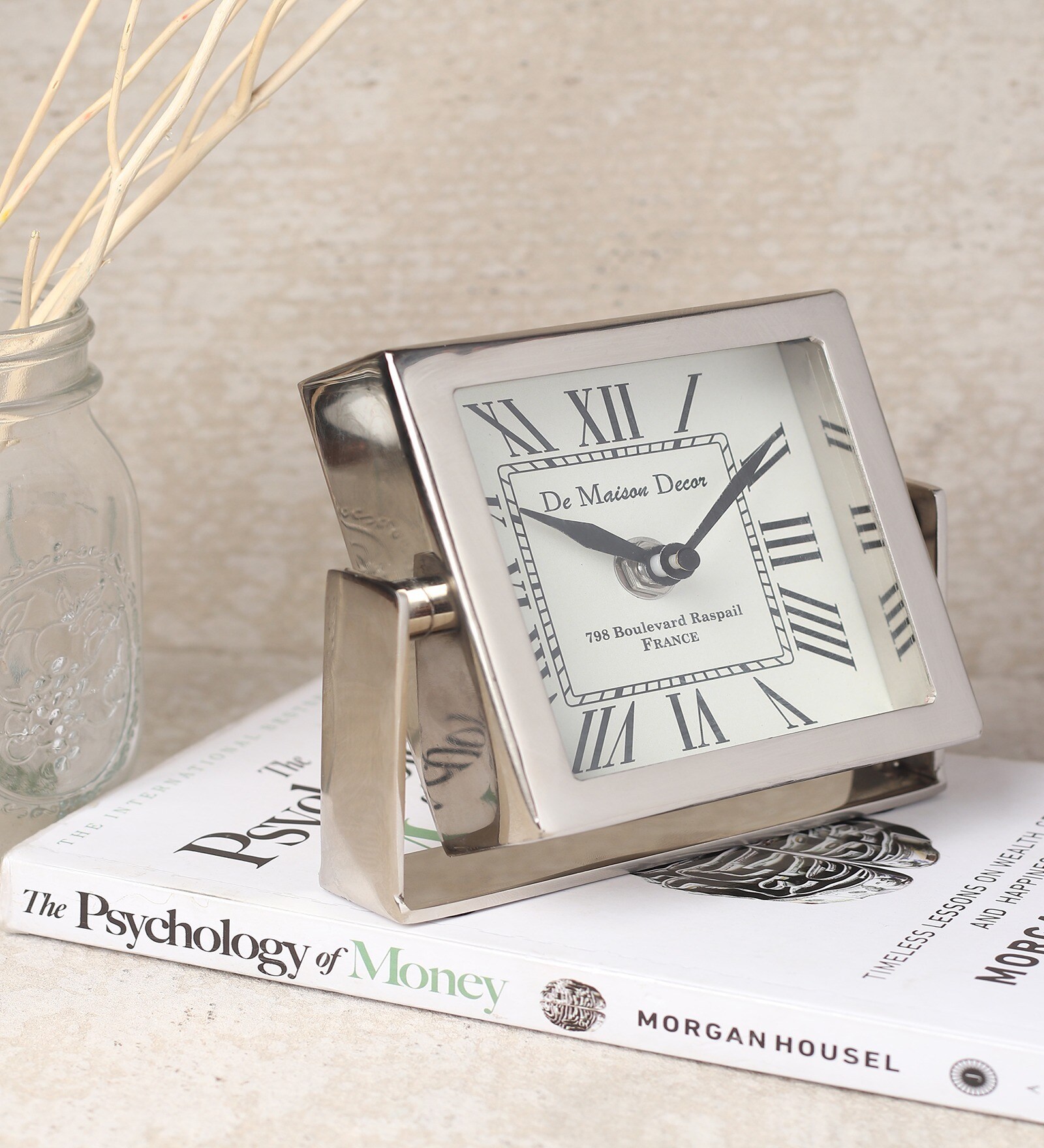 Time's Canvas ( Medium ) Silver Iron Table Clock