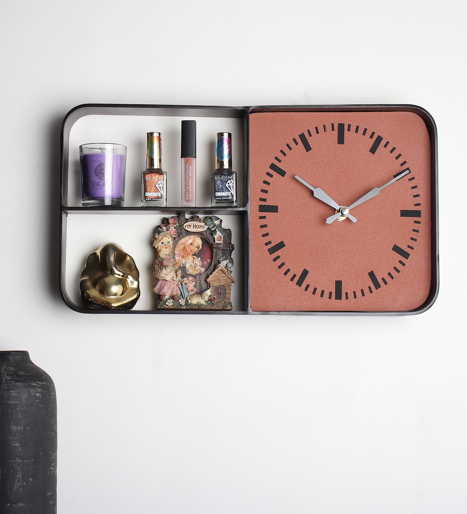 TimekeeperShelves Brown Aluminium Wall clock
