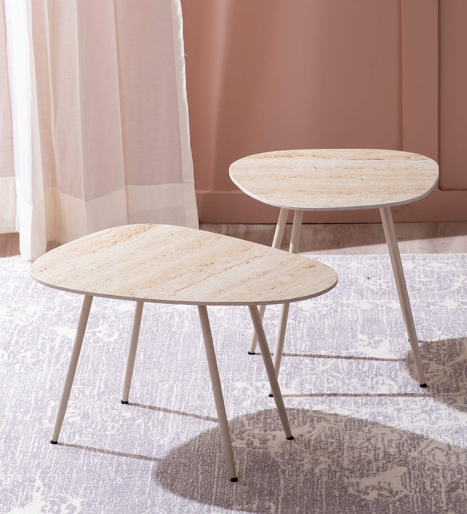 Buy Timeless Travertine Ceramic Nest of Table In Ivory Colour ( Set of ...