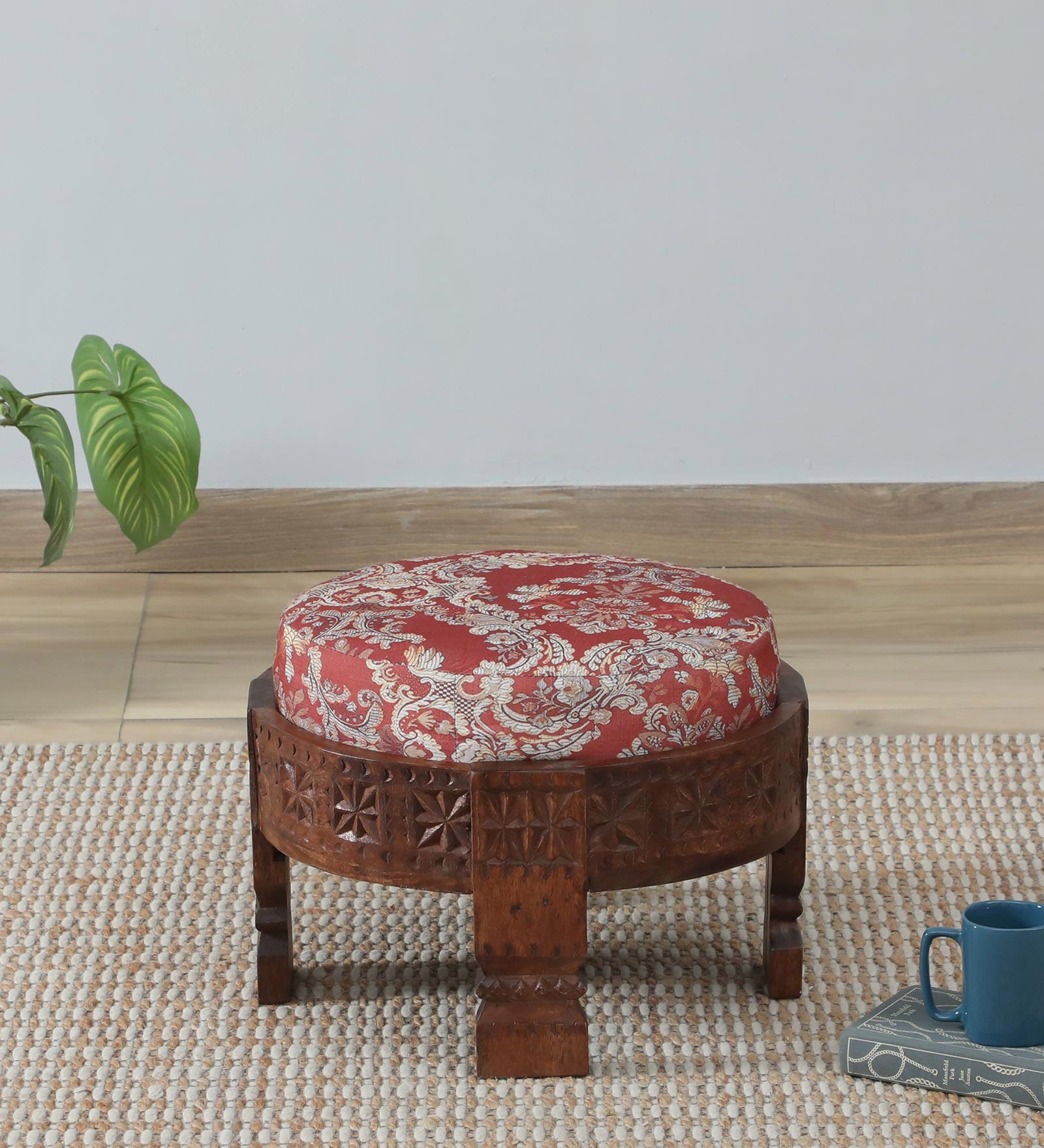 Timila Mango Wood Foot Stool In Tubbaq Finish