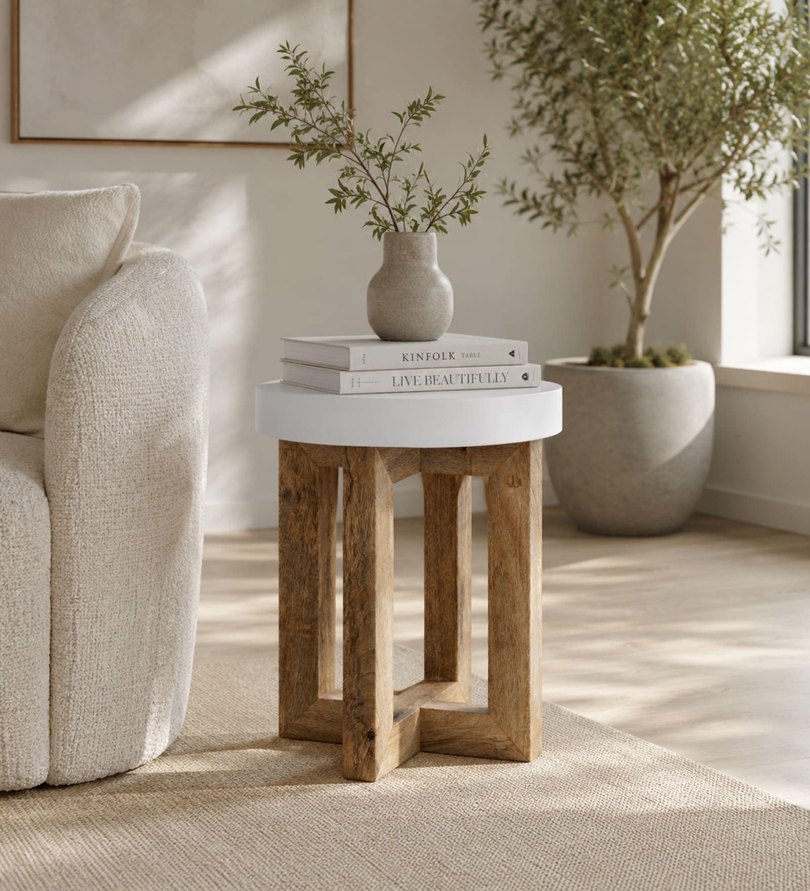 Tinny Solid Wood End Table In Natural Finish