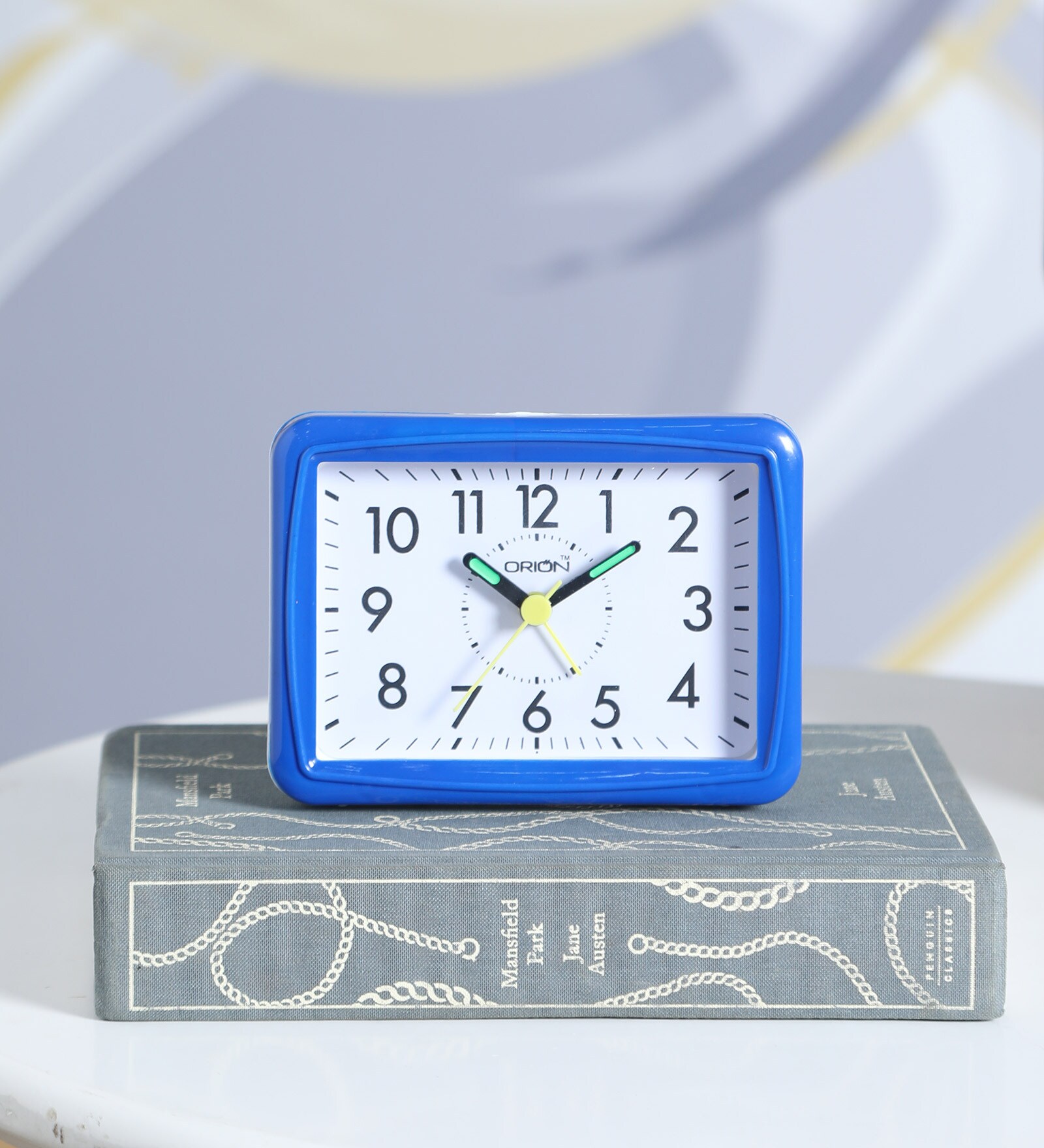 Tinsley White & Blue Plastic Rectangle Shaped Table Alarm Clock