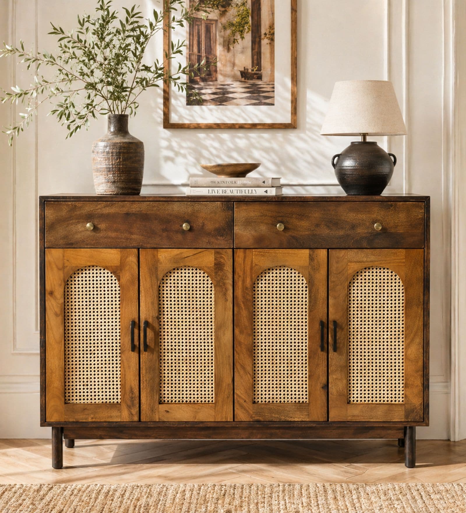 Tira Wooden  Shoe Cabinet In Amber Gold Finish