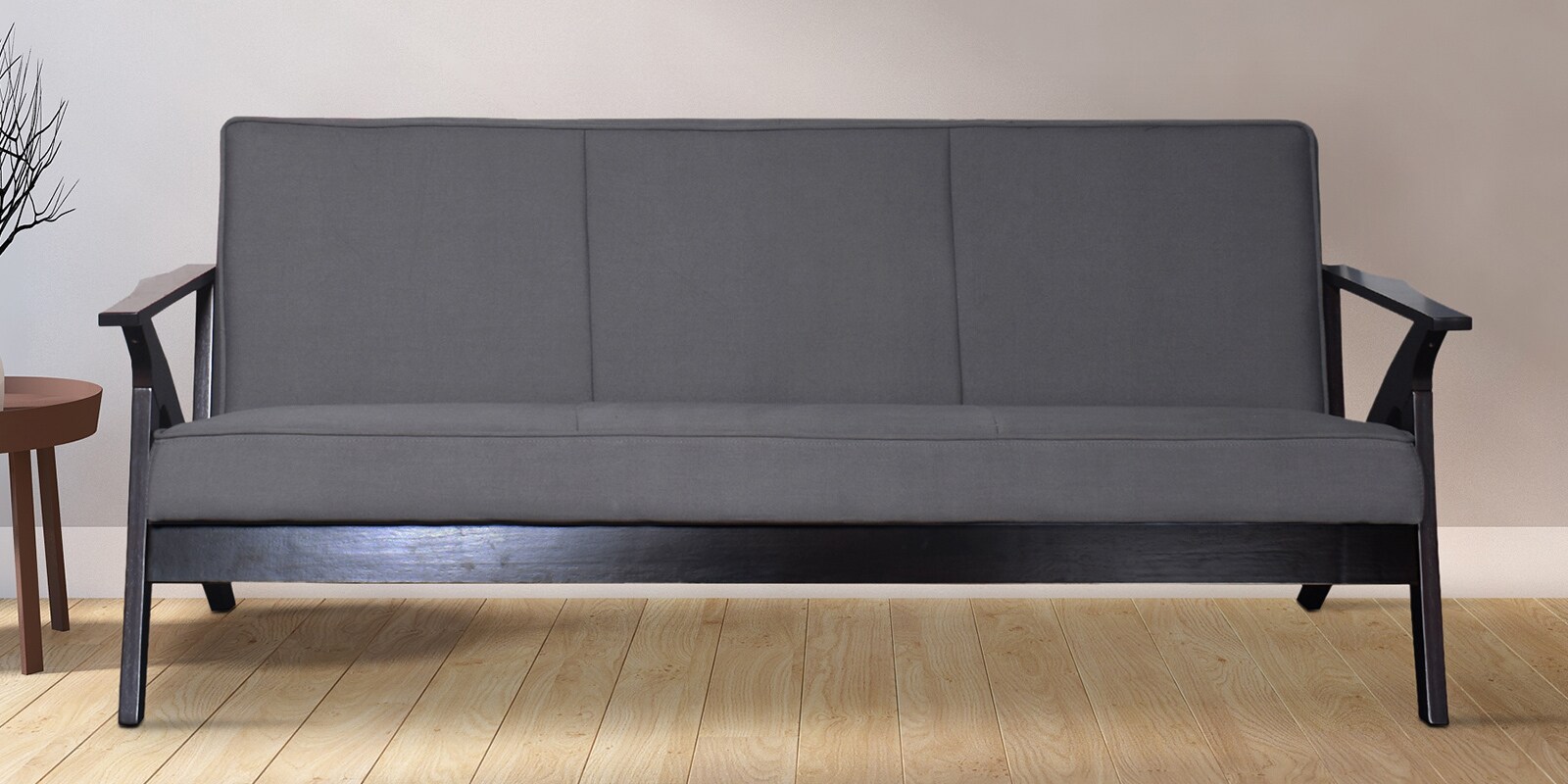 Tiara 3 Seater Wooden Sofa In Grey Colour