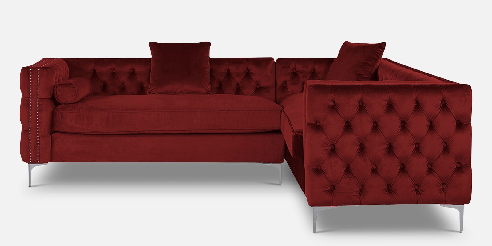 Buy Tidafors Classic LHS Sofa in Velvet Red colour by Dreamzz Furniture