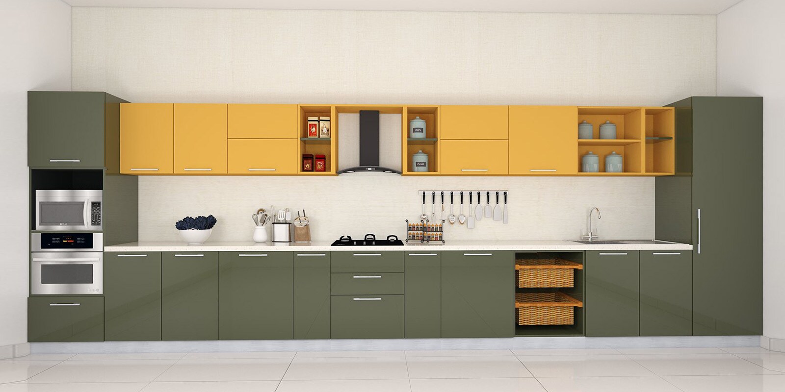 Tiffany Straight Modular Kitchen Designed in BWR Ply