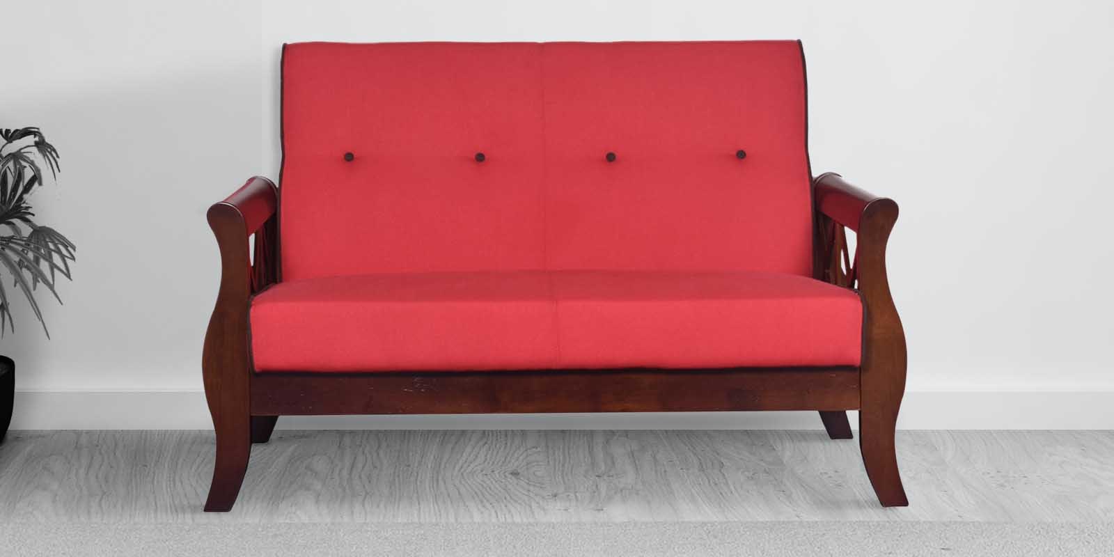Tina 2 Seater Wooden Sofa In Red Colour Tina 2 Seater Wooden Sofa In Red Colour