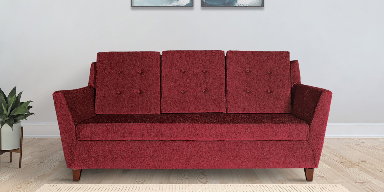 Tivoli Fabric 3 Seater Sofa In Crimson Maroon Colour