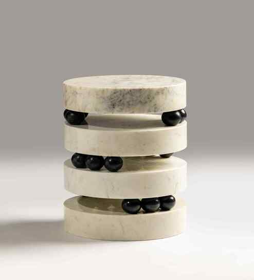 Tierra White Marble End Table In White Finish