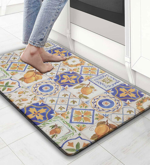 Tile Abstract Microfibre 30x18 Inches Anti Skid Door Mat