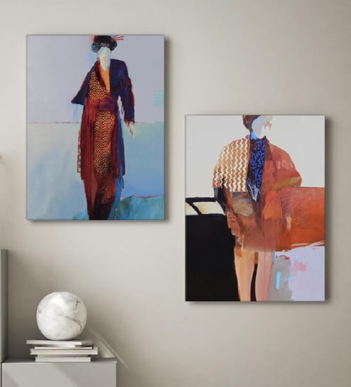 Timeless Moment Multicolor Canvas Unframed People and Places Art Print Set of 2
