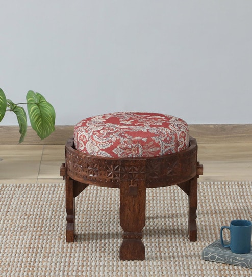 Timila Mango Wood Stool In Tubbaq Finish