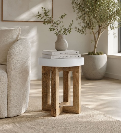 Tinny Solid Wood End Table In Natural Finish