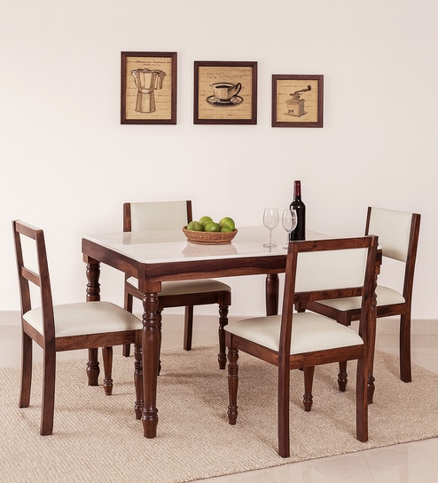 Tipton Sheesham Wood 4 Seater Dining Set in Provincial Teak Finish