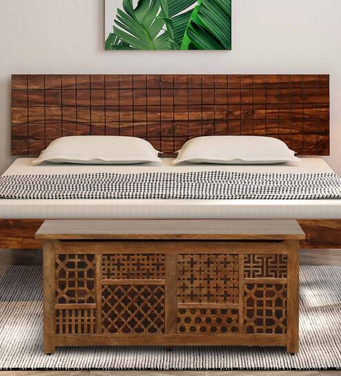Tishya Solid Wood Linen Trunk in Provincial Teak Finish