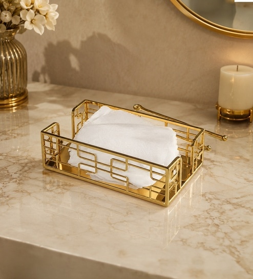 Gold Tissue Box Tray