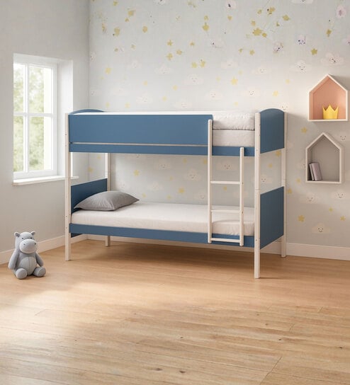 Tivoli Italian Kids Bunk Bed In Dark Grey & Blue Finish