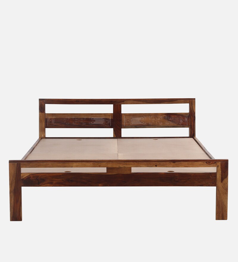 Buy Tianna Sheesham Wood Queen Size Bed In Provincial Teak Finish By