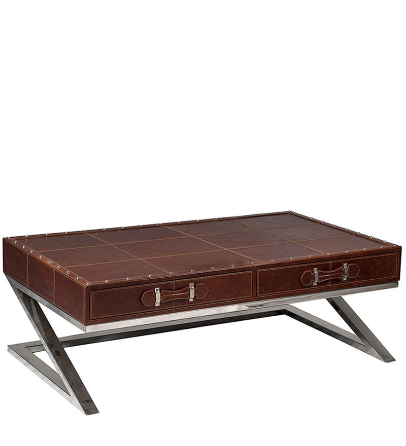 Buy Timeless Leather Cigar Coffee Table By Three Sixty Degree Online Modern Rectangular Coffee Tables Tables Furniture Pepperfry Product